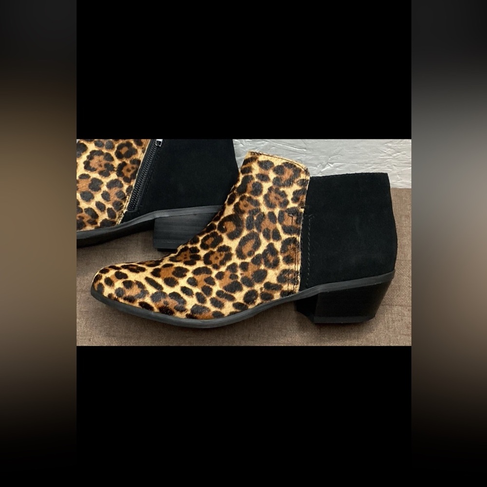 G.H. Bass Nina Women's Booties Leopard Print Calf Hair Black Suede Zip Size 6M - Picture 6 of 14